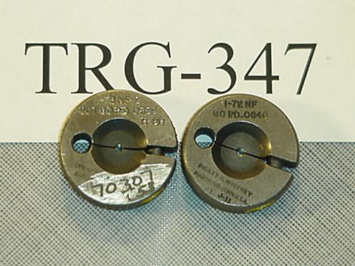 Thread Ring Gage Set 1-72 NF GO &amp; NOGO TRG-347