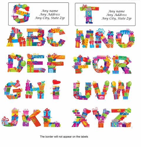 30 Personalized Return Address labels Gift Boxes as Alphabets Buy 3 get 1 free