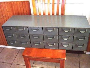 Vintage16 Drawer Steel Metal Storage Cabinet - Industrial - Small Parts USA