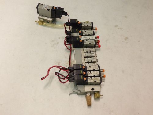 12 port smc manifold solenoid valves (5)nvj13130y (1)syj3133 (1)nvj5143-6lz (i5) for sale