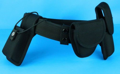 Black duty belt law pro quartermaster medium 32-36 handcuff holder first class for sale