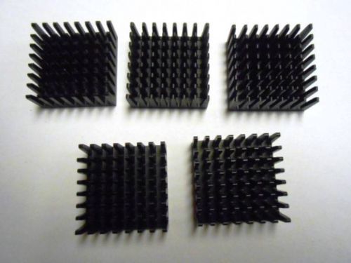 QTY 5 ALUMINUM SELF ADHESIVE HEAT SINK  ( 1.11&#034; X 1.11&#034;X .46&#034;)  NEW BULK