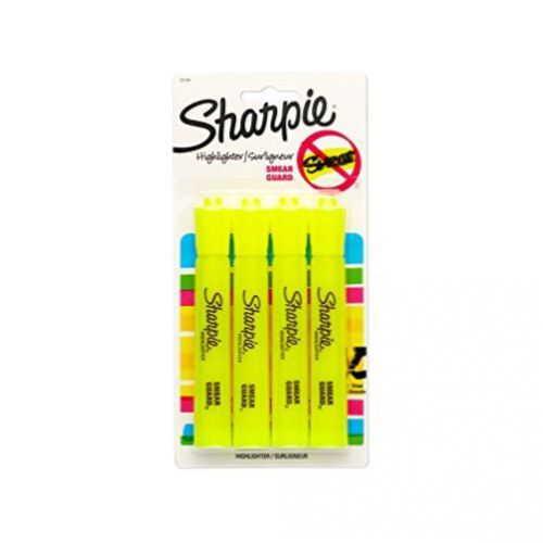 Sharpie Accent Tank-Style Highlighters Fluorescent Yellow 4 Pack 25164PP New