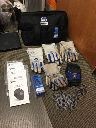 Miller welding equipment, gloves,bag.safety glasses, manuals &amp; lens for sale