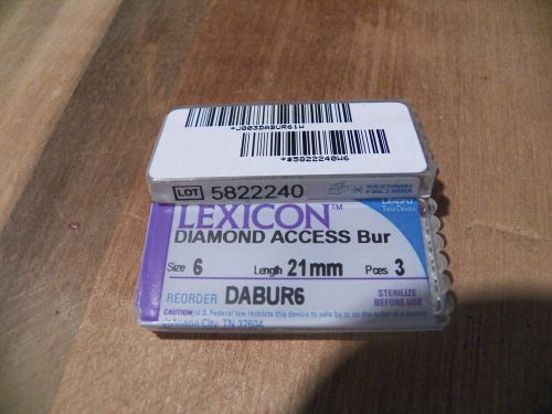 Two Packs of 3 Lexicon Diamond Access Dental Endodontic Bur Size 6  21mm