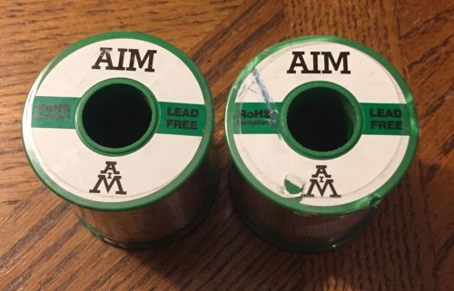 Aim solder sac305  .025 2.5% flux glow core lead free wire solder / 2x 1lb spool for sale