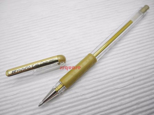 6 x Pentel K118 Metallic Color Hybrid Gel Grip 0.8mm Roller Ball Pen, Gold
