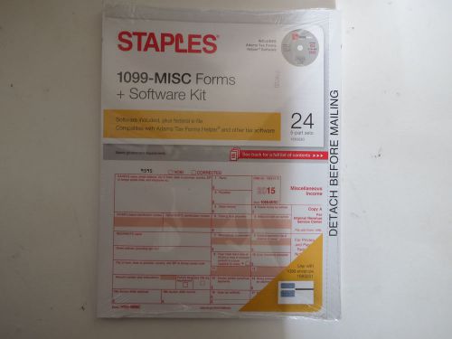 Staples 1099 Misc Forms Plus Software Kit 2015 Tax Year 24 5-part sets