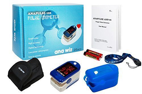 Finger Pulse Oximeter With LED Display  Includes Carrycase, Batteries and Lanyar