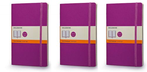 Pack of 3 Moleskine Soft Cover Colored Notebook, Large, Ruled, Orchid Purple
