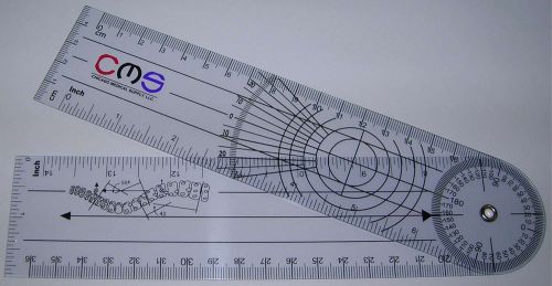 Cms spinal goniometer pocket axis motion range tester 360 cm mm in clear plastic for sale