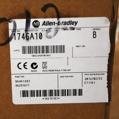 Allen Bradley 1746-A10  SLC500 Series B 10-Slot Rack - NEW