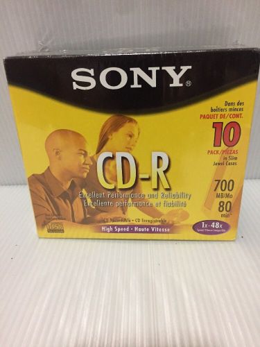 SONY Optical Media 10CDQ80SS 700MB/Mo 1x-48x CD-R 10/PACK