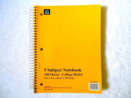 Corner Office: 5 Subject Notebook, 10-1/2&#034; x 8&#034;, College Ruled,180/ Color yellow