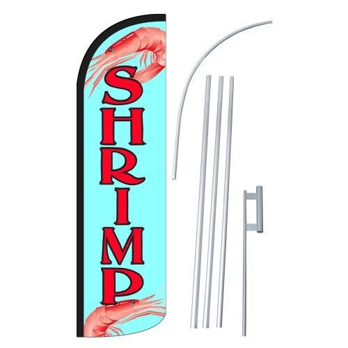 Shrimp extra wide windless swooper flag jumbo banner+ pole /spike made usa (1) for sale