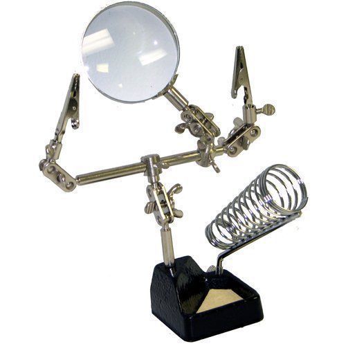 Helping hand with magnifying glass and solder iron stand for sale