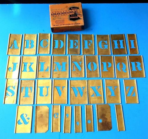Vintage brass stencils--reeses adjustable-- 1&#034; inch--lockedge letters complete for sale