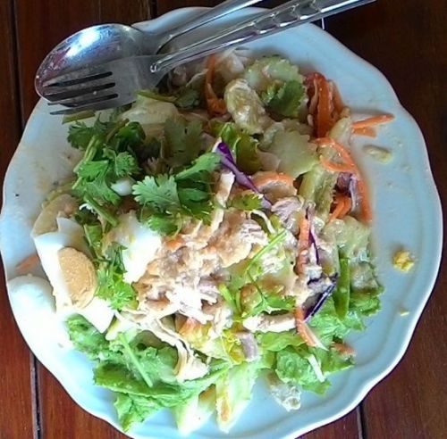 Thai Food Recipe Chicken Salad Eggs Carrot Tomatoes Vegetables Taste Delicious