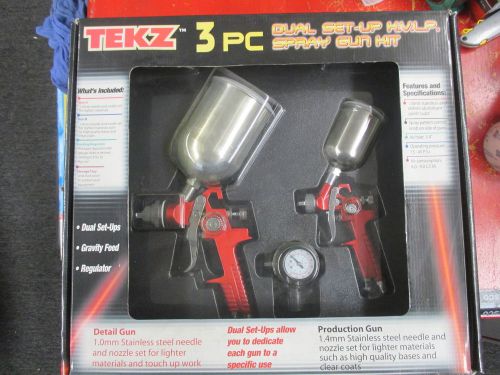 Tekz 3 pc. dual setup hvlp spray gun kit model 19250 for sale
