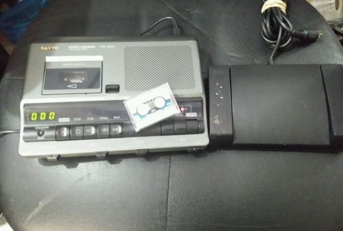 Sanyo TRC-6030 Memo-Scriber Mini Cassette Player Recorder With Foot Pedal 1 tape