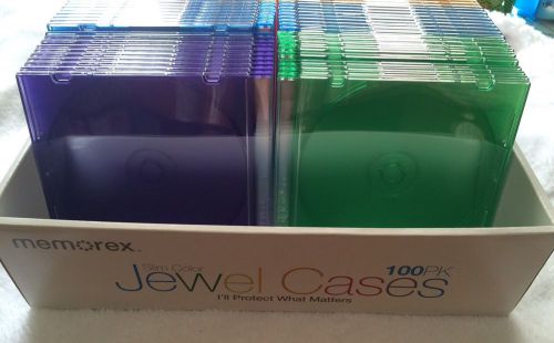 86 NEW Memorex Slim CD/DVD Jewel Cases 5.2mm Orange Blue Purple Pink Green