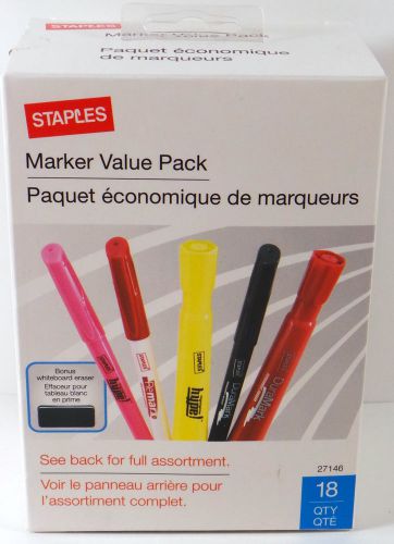 Staples Marker 18 Value Pack Permanent Markers, Highlighters, Dry-Erase Markers