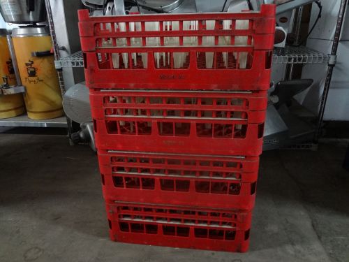 Lot of 2/ 25 compartment red dishwashing/holding/storage racks #1517 for sale