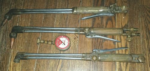 3 used Heavy duty Vintage Victor Cutting Torches 1- 75 deg 2-90 deg 1 oxweld ga