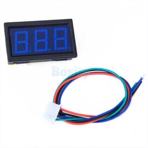 Mini dc 99.9v 3-digits blue led digital panel voltage meter voltmeter with cable for sale