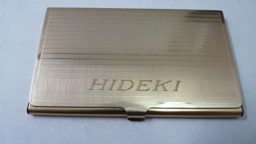 Polished Brass Business Card Holder  HIDEKI etched on cover