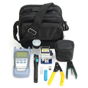 Fiber optic ftth tool kit with fc-6s cleaver optical power meter visual finder for sale