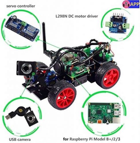 Smart video car kit for raspberry pi with android app, compatible with rpi 3, 2 for sale