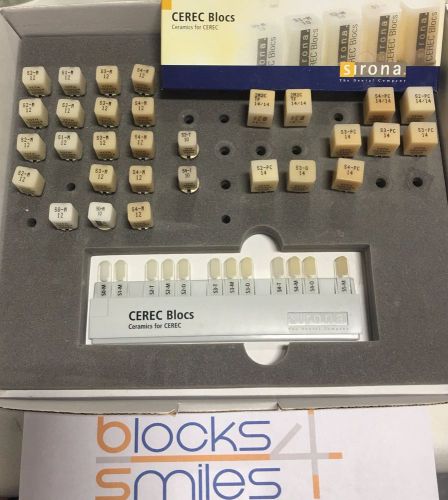 Cerec sirona blocks bloc kit qty 30 w/shade selector |double notch | best price! for sale