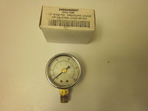 pressure gauge 1/8NPT Brass Lower 0-100 psi - New