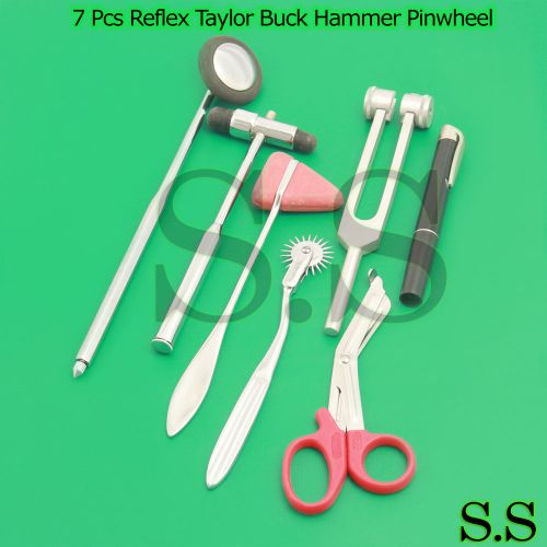 Set of 7 pcs reflex taylor babinski queen square buck hammer pinwheel penlight for sale