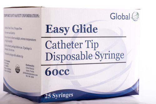 100 pack cath catheter tip sterile syringe + cap 60ml cc 2 oz sealed latex free for sale