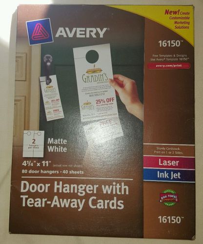 Avery door hanger with tear-away cards, 4-1/4 x 11, matte white, 80 - ave16150 for sale