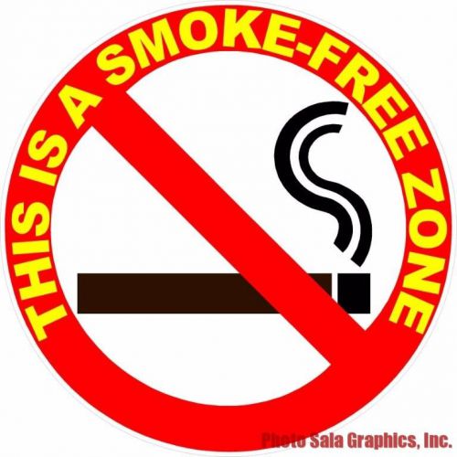 This is a Smoke Free Zone Decal. Size Options. Industrial Grade UV Coated.
