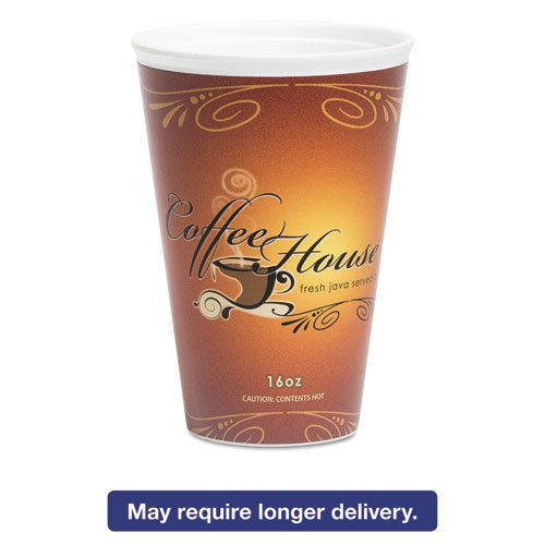 &#034;Marquee Coffee House Paper Wrapped Cups, Foam, 16 Oz, Maroon, 500/carton&#034;
