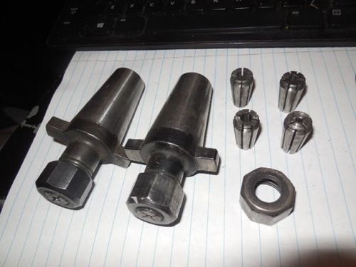 Lot of 2 Universal Kwik Switch mill holder collet chucks with 6 collets #80235