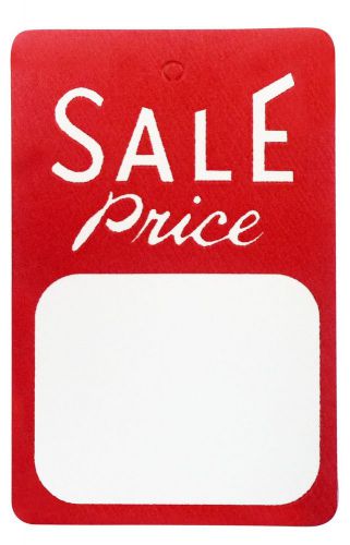 Amram coupon tags white/red 1.75&#034; x 2.875&#034; tag &#034;sale price&#034; unstrung non perf... for sale