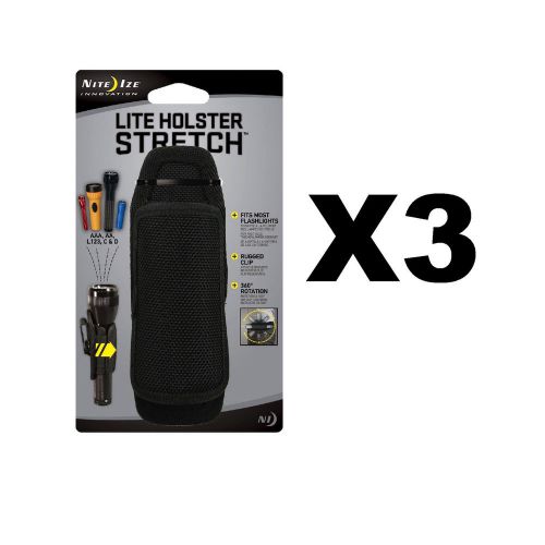 Nite ize lite holster stretch black universal flashlight holder w/clip (3-pack) for sale