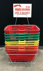MultiColored Shopping Basket With Stand Set of 10