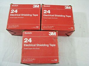 Lot of 3 rolls Scotch 3M Electrical Shielding Tape # 24 Tape  1 Inch x 15 Feet