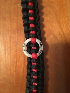 Firefighter Fire Rescue Paracord Bracelet Thin Red Line Large