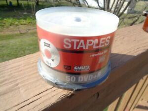 50 New Sealed Staples DVD+R Disc Blank 4.7 gb 8x compatible 120 Min Recordable