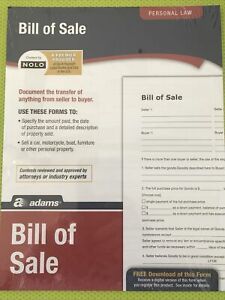 Adams~Bill Of Sale Form~Personal Law LF135~New