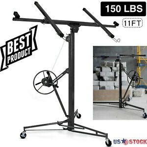 Heavy Duty Tool Drywall Hoist Caster 11FT Lifter Plaster Board Panel Sheet Black