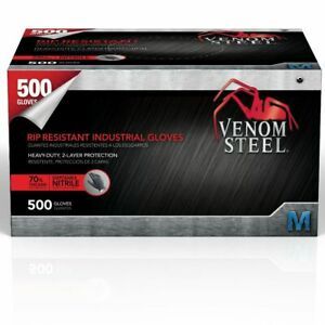 Venom Steel Heavy Duty Nitrile Black Glove 6mil  Resistance Size Medium 500 Ct