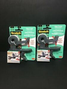 Lot Of 2 SCOTCH Clip &amp; Twist Desktop Tape Dispenser